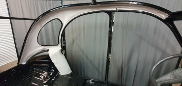 Filzverkleidung innen grau mit 3. Seitenfenster 6teilig, 2CV